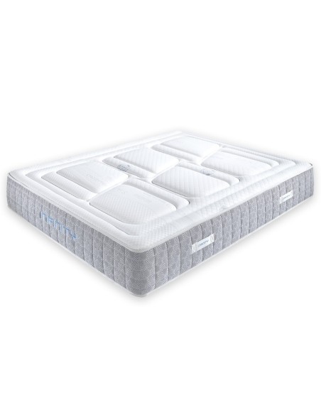 Colchón Infinity gris y blanco con núcleo de muelles ensacados y soporte ergonómico