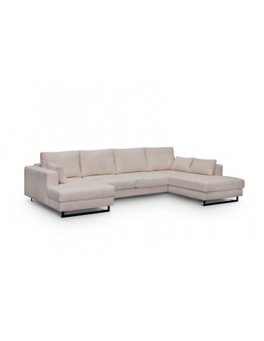 Sofá rinconera Flor beige moderno con chaise longue y patas negras