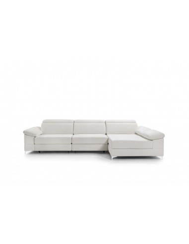 Sofá chaise longue gris claro de 3 plazas con asientos deslizantes y reposabrazos acolchados