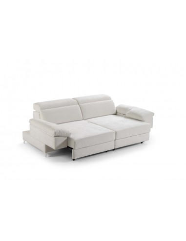 Sofá cama 3 plazas convertible color beige con asientos extraíbles y respaldos ajustables