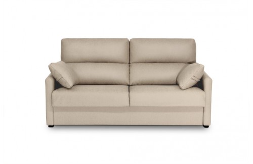 Sofá cama sistema italiano beige de 3 plazas con colchón 140x190 cm y cojines laterales