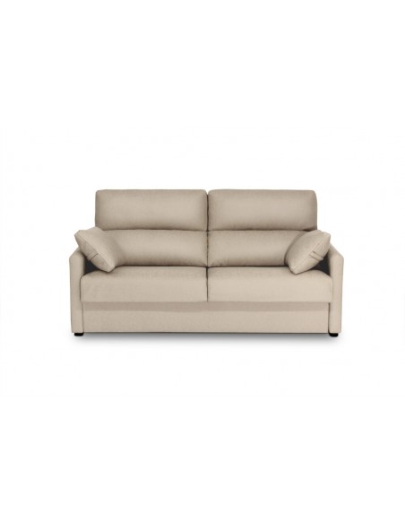 Sofá cama sistema italiano beige de 3 plazas con colchón 140x190 cm y cojines laterales