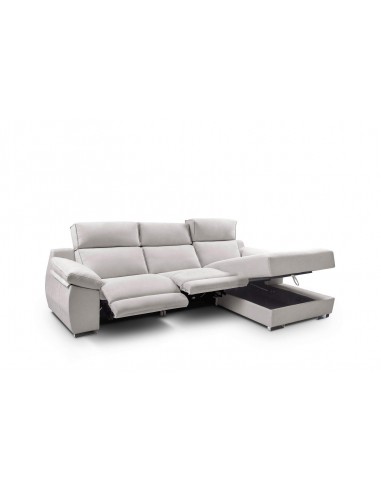 Sofá chaise longue relax motorizado gris claro con asientos reclinables y mecanismo gravedad 0