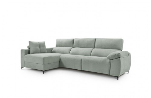 Sofá chaise longue relax gris claro de 3 plazas con mecanismo motorizado y asientos deslizantes 2