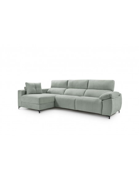 Sofá chaise longue gris claro relax motorizado con mecanismo gravedad 0 de 3 plazas